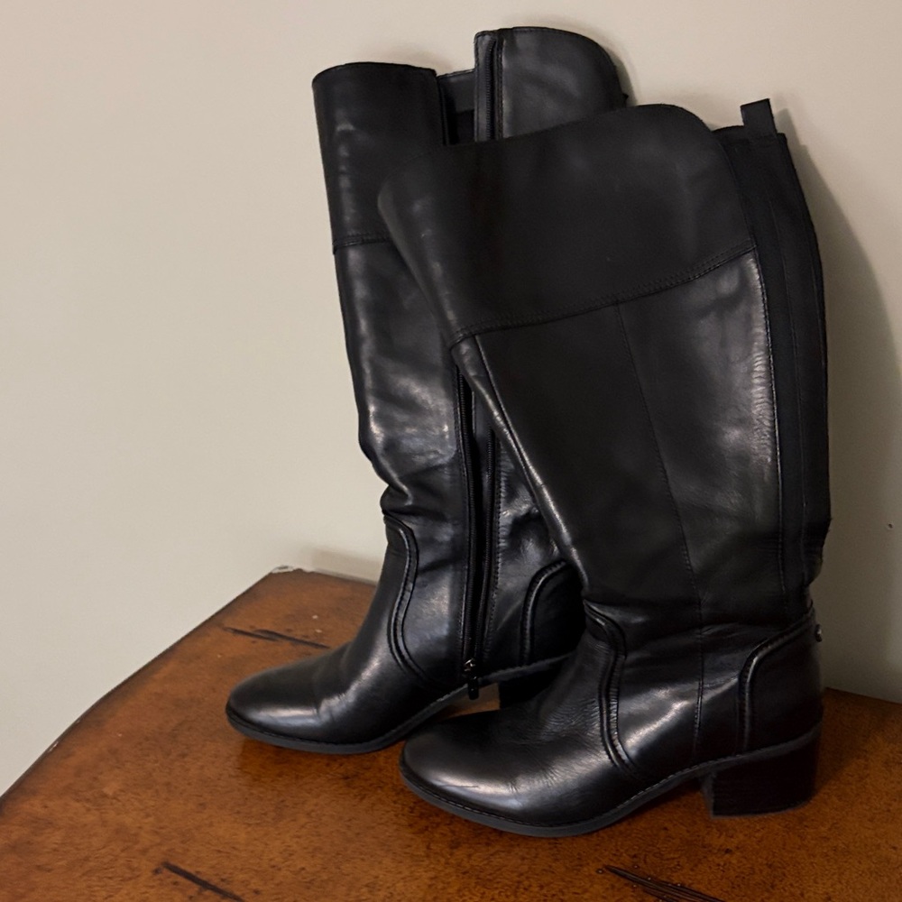Marc Fisher Black Leather Knee-High Boots